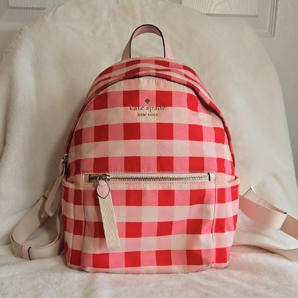 kate spade Handbags - Kate Spade Pink Red Checkered Backpack